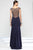 Alyce Paris - 35838 Beaded Wide V-neck Jersey Sheath Dress In Blue