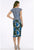 Gia Franco - 12016 Embroidered Bateau Knee Length Sheath Dress In Green and Blue