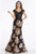 Gia Franco - 12017 Embroidered V-Neck Floral Gown In Black and Gold