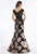 Gia Franco - 12017 Embroidered V-Neck Floral Gown In Black and Gold