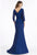 Gia Franco - 12018 Embroidered Quarter Length Sleeve Dress In Blue