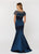 Ashley Lauren - 1201 Trumpet Evening Dress with Pewter Accents in Blue