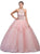 Dancing Queen - 1202 Embellished Halter Neck Quinceanera Ballgown In Pink