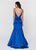 Ashley Lauren - 1202 Beaded Spaghetti Strap Evening Dress in Blue