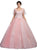 Dancing Queen - 1203 Sheer Butterfly Sleeve Embellished Sweetheart Quinceanera Ballgown In Pink