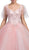 Dancing Queen - 1203 Sheer Butterfly Sleeve Embellished Sweetheart Quinceanera Ballgown In Pink