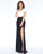 Cassandra Stone - 12033A Ornate Cap Sleeve Contrast Sheath Gown In Black and White
