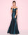 Mac Duggal - 12036L Folded Off Shoulder Taffeta Trumpet Gown In Blue and Green