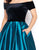 Mac Duggal - 12062D Velvet Off-Shoulder Satin Ballgown With Train in Black and Green