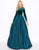 Mac Duggal - 12088D Beaded Velvet Long Sleeve Jewel Neck Ballgown in Green