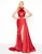 Mac Duggal - 12089R High Halter A-Line Gown with Slit in Red