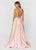 Ashley Lauren - 1208 Beaded High Halter Ballgown in Pink