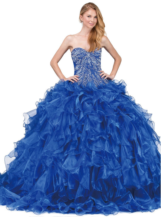 Dancing Queen - 1209 Strapless Embellished Quinceanera Ballgown