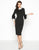 Mac Duggal - 12091R Pearl Beaded Bell Sleeve Sheath Dress in Black