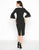 Mac Duggal - 12091R Pearl Beaded Bell Sleeve Sheath Dress in Black