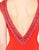 Mac Duggal Black White Red - 12094R Beaded Rolled Collar Jersey Gown In Red