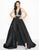 Mac Duggal - 12095R Two Piece Pearl Trimmed Jumpsuit With Overskirt in Black
