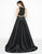 Mac Duggal - 12095R Two Piece Pearl Trimmed Jumpsuit With Overskirt in Black