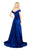 Mac Duggal Black White Red - 12099R Ruched Off-Shoulder Gown with Slit