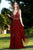 Shail K - 12103 Plunging V-Neck Embellished Tulle Gown In Red