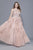 Shail K - 12103 Plunging V-Neck Embellished Tulle Gown In Pink