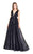 Mac Duggal Black White Red - 12104R Embroidered V-neck Organza Ballgown In Black
