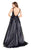 Mac Duggal Black White Red - 12104R Embroidered V-neck Organza Ballgown in Black