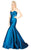 Mac Duggal Flash - 12110L Metallic Mesh Strapless Trumpet Evening Gown in Blue