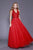 Shail K - 12113 Sleeveless Embellished Halter A-line Dress In Red