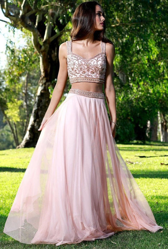 Shail K - 12117 Two Piece Embellished A-line Dress In Pink