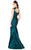 Mac Duggal Flash - 12118L Cap Sleeve Queen Anne High Slit Gown in Green