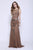 Shail K - 12120 Sequined Illusion Jewel Sheath Dress In Brown