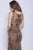 Shail K - 12120 Sequined Illusion Jewel Sheath Dress In Brown
