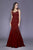 Shail K - 12123 Embellished V-Neck Trumpet Dress in Red