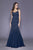 Shail K - 12123 Embellished V-Neck Trumpet Dress in Blue