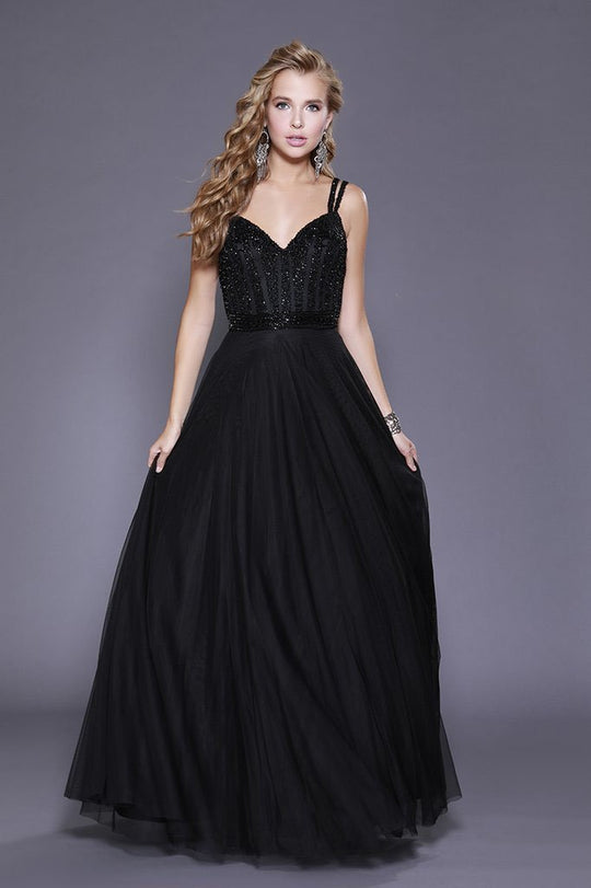 Shail K - 12125 Embellished Sweetheart A-line Dress In Black