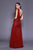 Shail K - 12130 Aztec Pattern Studded V-Neck Prom Dress In Red