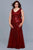 Shail K - 12130W Embellished V-neck Trumpet Dress In Red