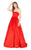 Mac Duggal Black White Red - 12132R Strapless Stretch Taffeta Ballgown in Red