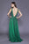 Shail K - 12134 Plunging V-Neck Sequined Tulle Gown In Green