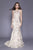 Shail K - 12135 Embellished Illusion Jewel Trumpet Dress In Neutral and Gold
