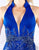 Cassandra Stone - 12137A Collared Plunging Halter Sequined Gown In Blue