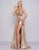 Mac Duggal Prom - 12143M Beaded Plunging V Neck with Overskirt In Gold