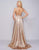 Mac Duggal Prom - 12143M Beaded Plunging V Neck with Overskirt In Gold
