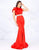 Cassandra Stone - 12167A Ruffled Jewel Fitted Evening Gown In Red