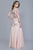 Shail K - 12162 Bejeweled Long Sleeve V-neck A-line Dress in Pink