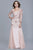 Shail K - 12162 Bejeweled Long Sleeve V-neck A-line Dress in Pink