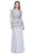 Shail K - Bedazzled Long Sleeve V-neck Trumpet Dress 12162W - 1 pc Navy In Size 18W Available