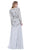 Shail K - Bedazzled Long Sleeve V-neck Trumpet Dress 12162W - 1 pc Navy In Size 18W Available