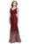 Shail K - 12163 All Over  Sequin Embellished Ombre Evening Dress in Red and Gold